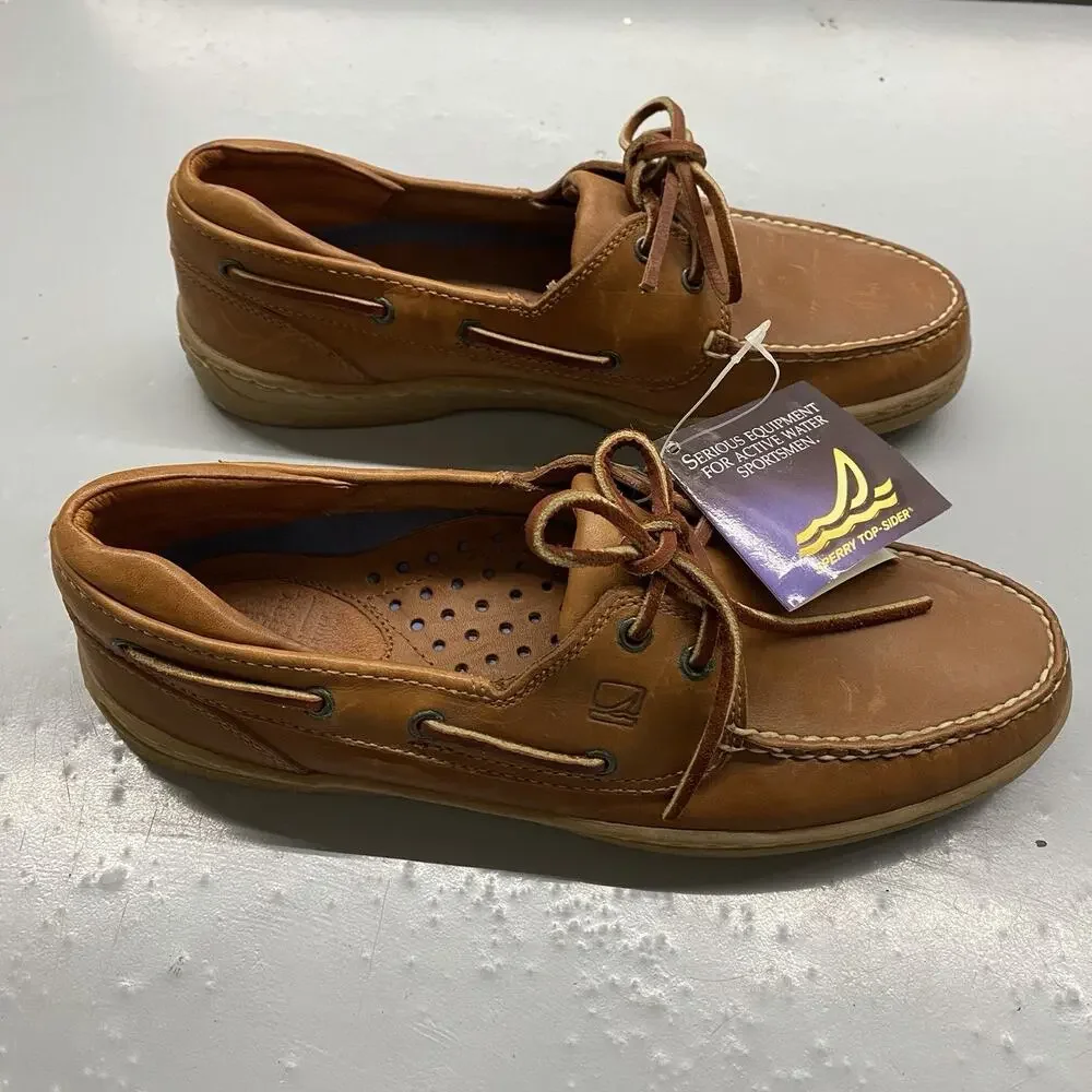 Sperry Top-Sider Authentic Original 2-Eye Boat Shoes Brown Leather Men’s 9.5 NWT